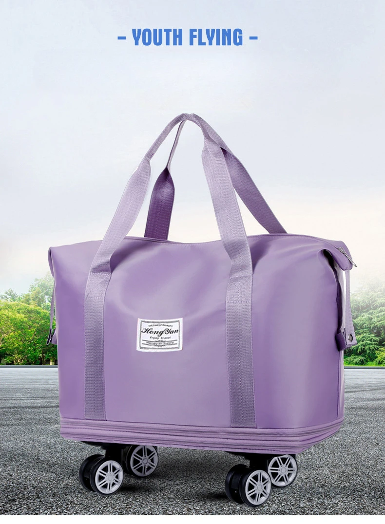 Universal Wheel Expandable Luggage Large Capacity Dry and Wet Separation Storage Travel Fitness Bag Lightweight Luggage