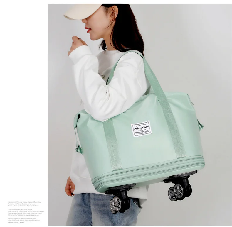 Universal Wheel Expandable Luggage Large Capacity Dry and Wet Separation Storage Travel Fitness Bag Lightweight Luggage