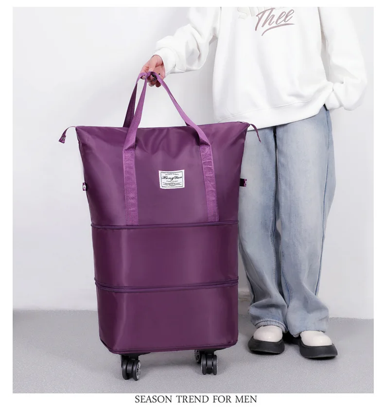 Universal Wheel Expandable Luggage Large Capacity Dry and Wet Separation Storage Travel Fitness Bag Lightweight Luggage