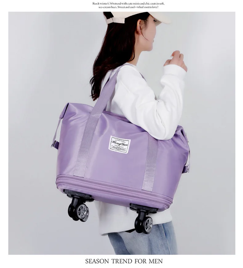 Universal Wheel Expandable Luggage Large Capacity Dry and Wet Separation Storage Travel Fitness Bag Lightweight Luggage