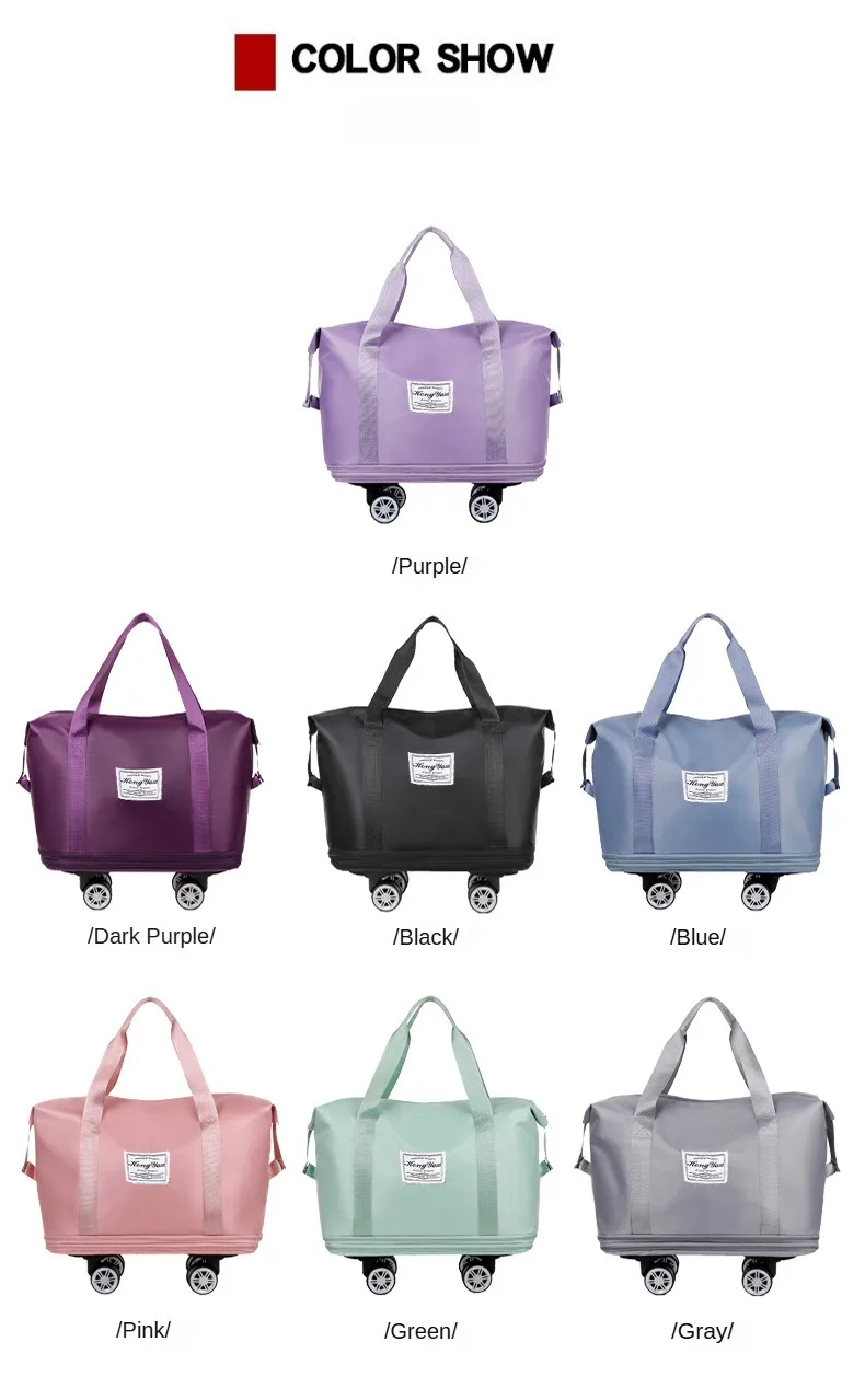 Universal Wheel Expandable Luggage Large Capacity Dry and Wet Separation Storage Travel Fitness Bag Lightweight Luggage