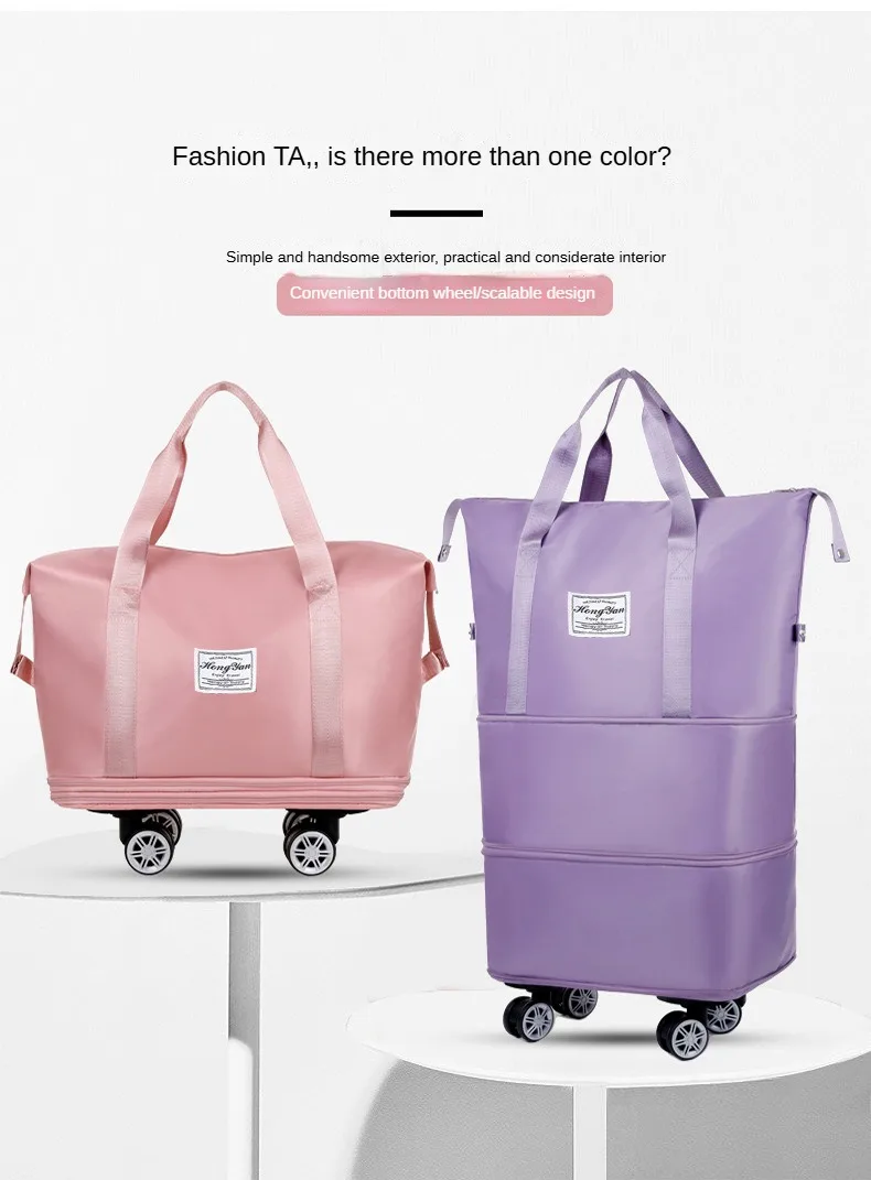 Universal Wheel Expandable Luggage Large Capacity Dry and Wet Separation Storage Travel Fitness Bag Lightweight Luggage