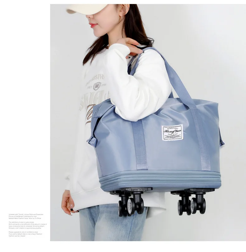 Universal Wheel Expandable Luggage Large Capacity Dry and Wet Separation Storage Travel Fitness Bag Lightweight Luggage
