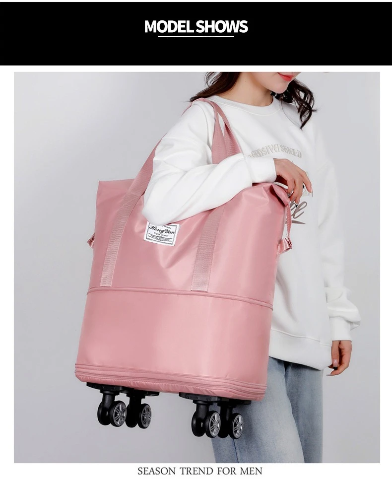 Universal Wheel Expandable Luggage Large Capacity Dry and Wet Separation Storage Travel Fitness Bag Lightweight Luggage