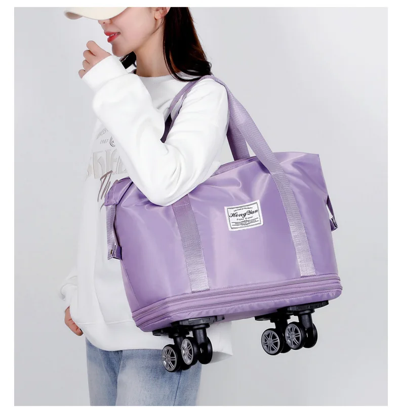 Universal Wheel Expandable Luggage Large Capacity Dry and Wet Separation Storage Travel Fitness Bag Lightweight Luggage