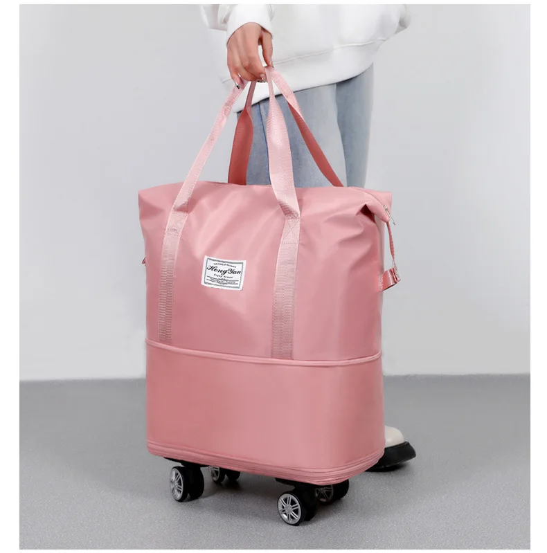 Universal Wheel Expandable Luggage Large Capacity Dry and Wet Separation Storage Travel Fitness Bag Lightweight Luggage
