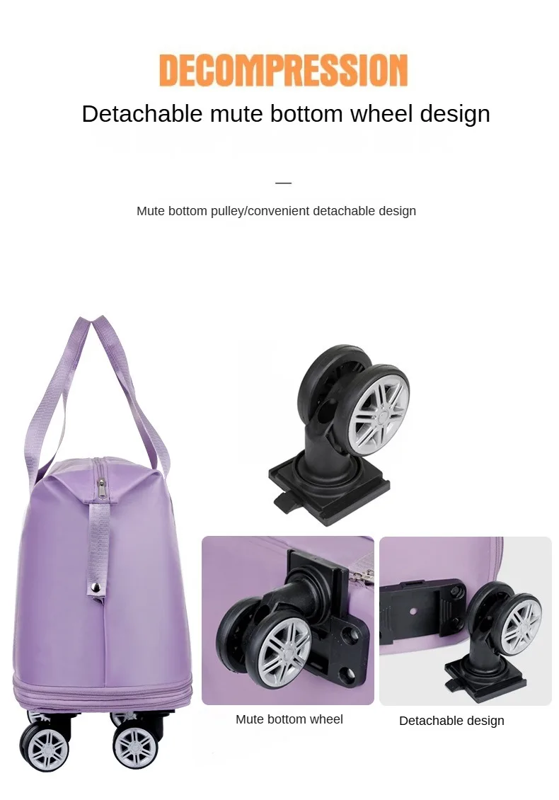 Universal Wheel Expandable Luggage Large Capacity Dry and Wet Separation Storage Travel Fitness Bag Lightweight Luggage