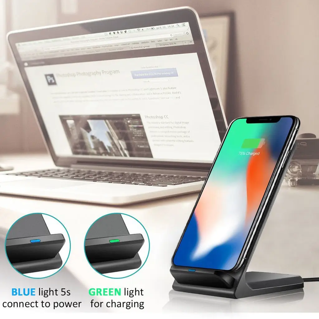 15W Fast Wireless Charger for Samsung Galaxy S24 S23 S22 S21 S10 S9 Note20 10 9 USB Charging Stand for IPhone15 14 13 12 11pro