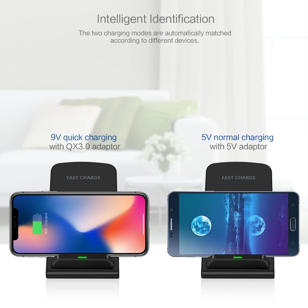 15W Fast Wireless Charger for Samsung Galaxy S24 S23 S22 S21 S10 S9 Note20 10 9 USB Charging Stand for IPhone15 14 13 12 11pro