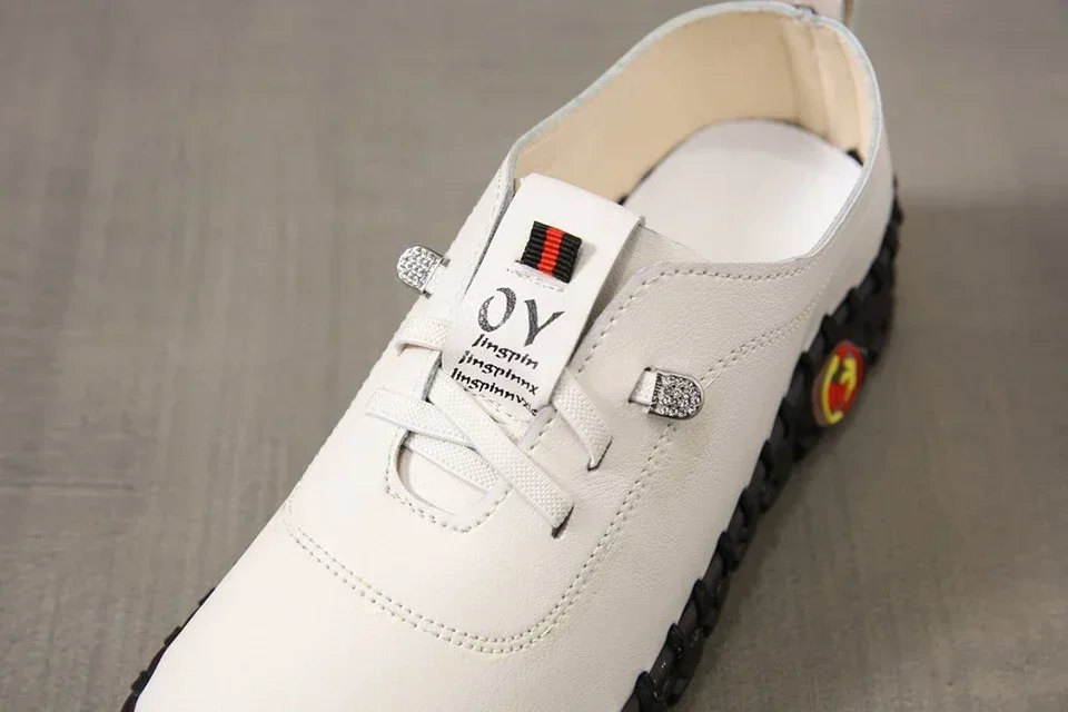 Sneakers Women Shoes Loafers Lace Up Leather Flat New Spring 2024 Casual comfortable Mom Shoe Mujer Zapatos Chaussure Femme