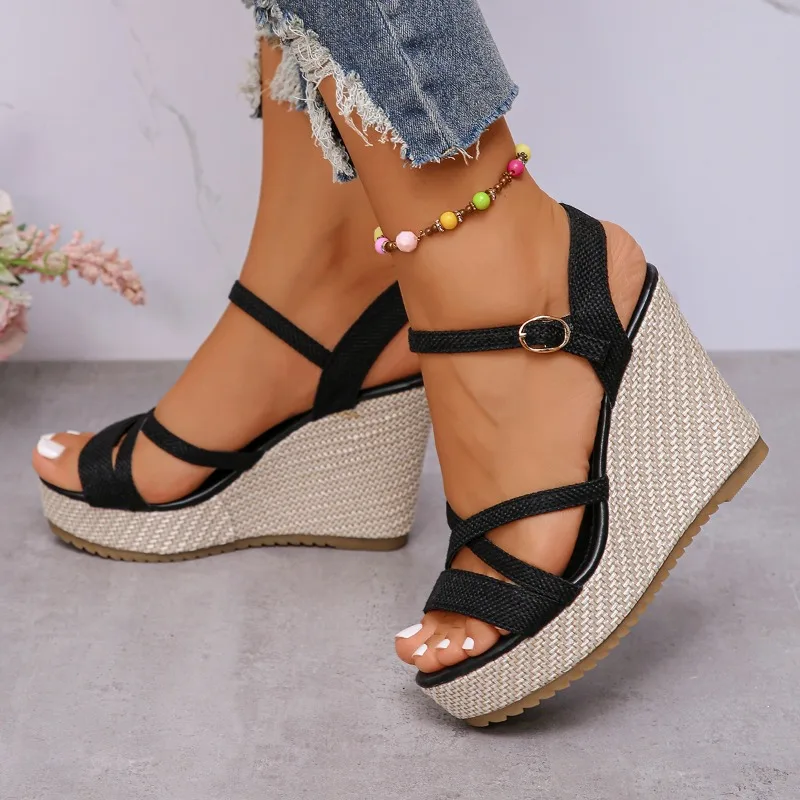 Fashion Wedges Shoes Women Summer Platform High Heel Female Buckle Sandals Sexy Bohemia Style Mujer Women's Sandals 2024