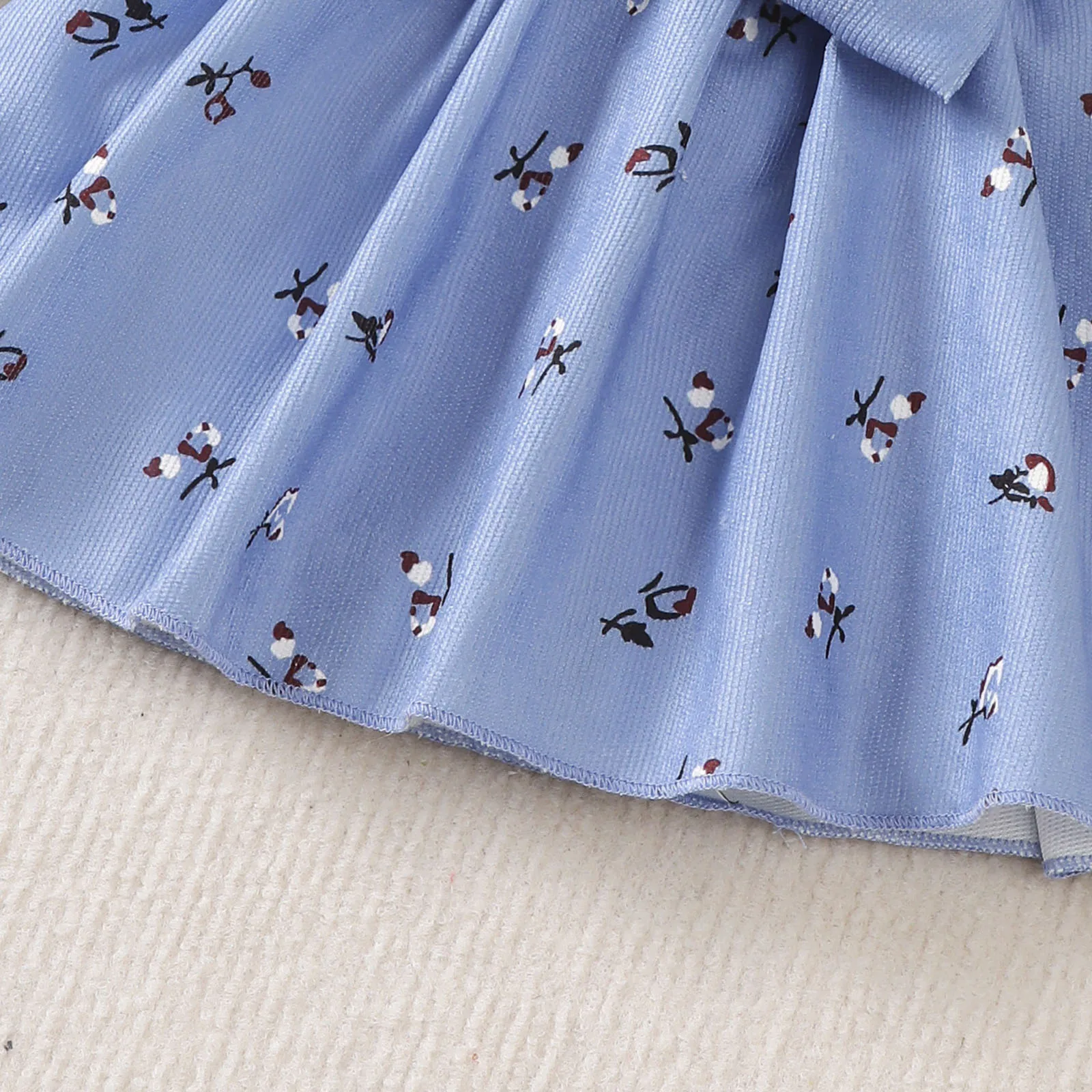2pc/Set Childrens' baby Girl Dress Color Blocking Broken Flowers Big Bow Princess Dress+Headband 0-24 Months baby Fashion Dress