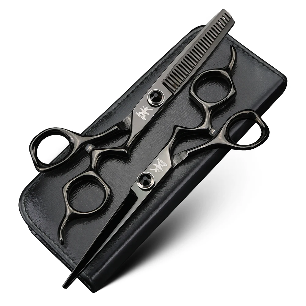 XUANFENG Black Mirror Hair Scissors 6-inch JP440C Barber Cutting Scissors and Thinning Scissors Very Cool