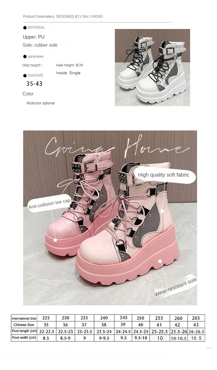 Women's Boots 2024 Autumn Women Ankle Boots Platform Wedges High Heels Short Boots New Fashion Design Zip Cosplay Shoes of Women