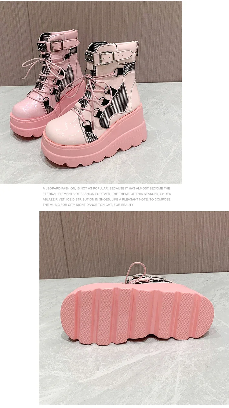 Women's Boots 2024 Autumn Women Ankle Boots Platform Wedges High Heels Short Boots New Fashion Design Zip Cosplay Shoes of Women