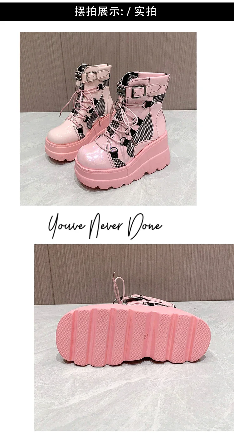 Women's Boots 2024 Autumn Women Ankle Boots Platform Wedges High Heels Short Boots New Fashion Design Zip Cosplay Shoes of Women