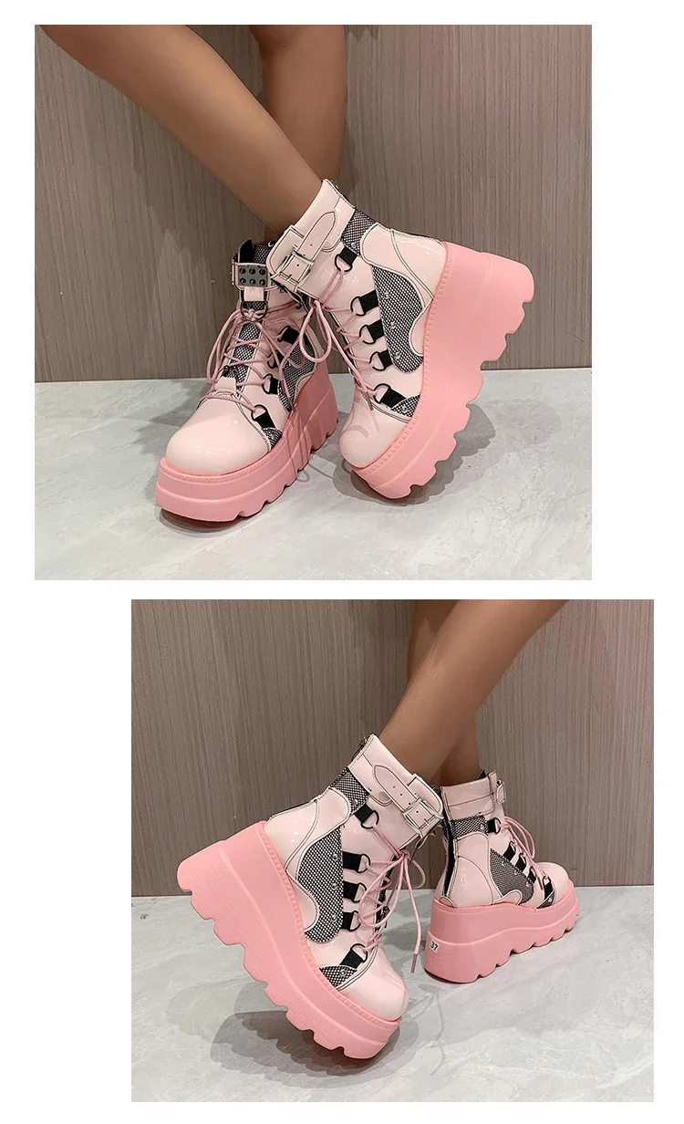 Women's Boots 2024 Autumn Women Ankle Boots Platform Wedges High Heels Short Boots New Fashion Design Zip Cosplay Shoes of Women
