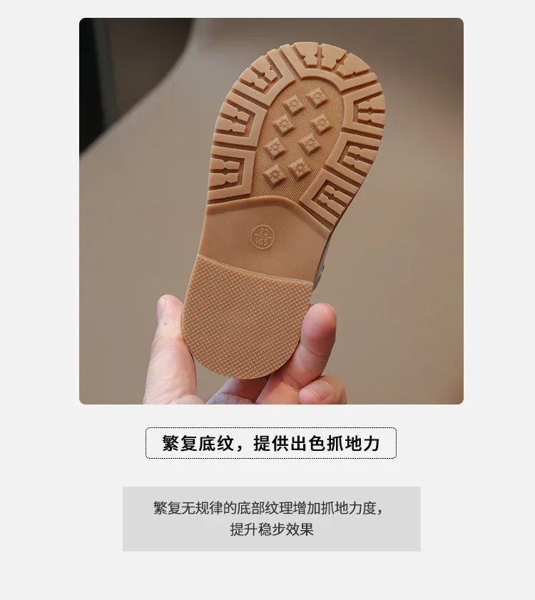 Girls Leather Boots 2024 Spring Autumn Kids Ankle Boots For Girl Lace-up Side Zipper Rubber Boots Size 21-30
