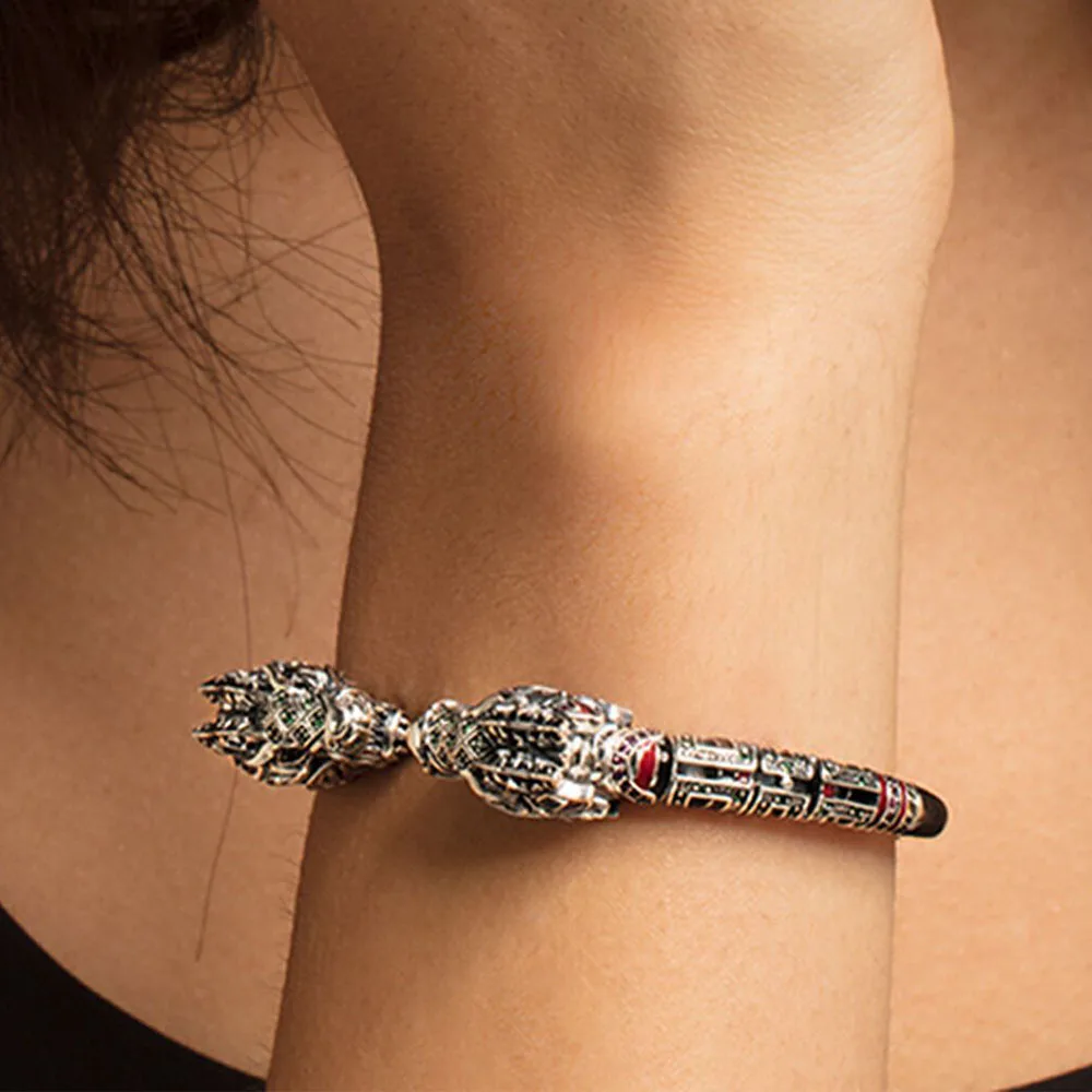 Dragon Bracelet Bangle Fine Jewelry For Women Men Summer Brand New Sterling 925 Silver Vintage Gift