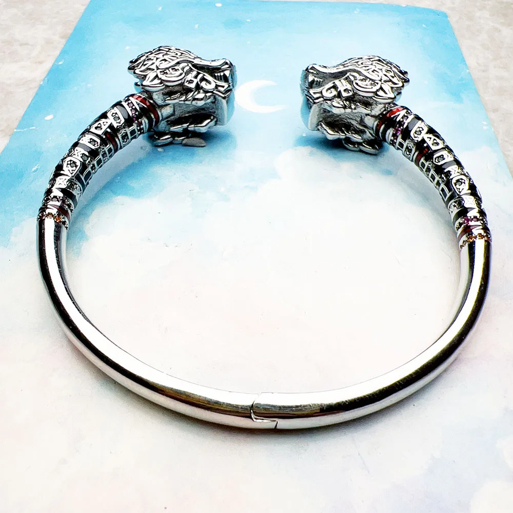 Dragon Bracelet Bangle Fine Jewelry For Women Men Summer Brand New Sterling 925 Silver Vintage Gift