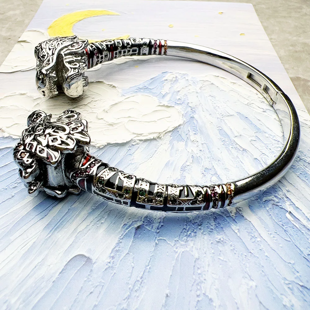 Dragon Bracelet Bangle Fine Jewelry For Women Men Summer Brand New Sterling 925 Silver Vintage Gift