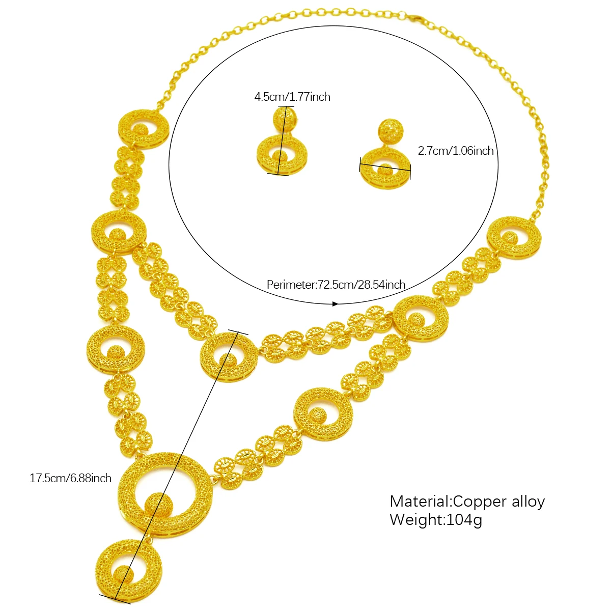 ANIID Dubai 24K Gold Color Jewelry Sets Wedding African Necklace Earrings For Women Nigerian Indian Bridal 2PCS Set Party Gifts