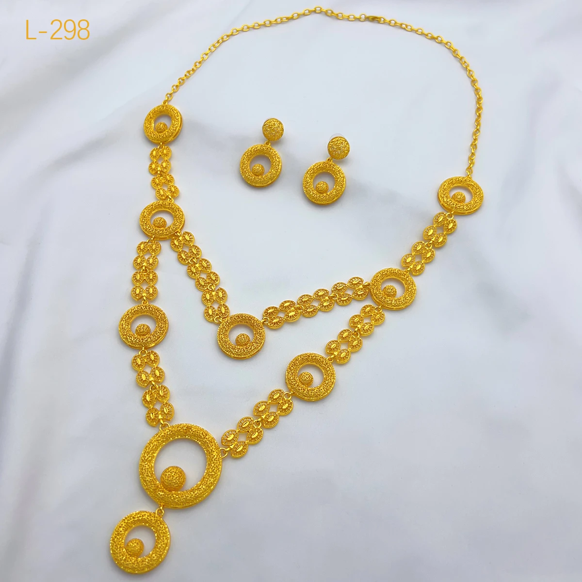 ANIID Dubai 24K Gold Color Jewelry Sets Wedding African Necklace Earrings For Women Nigerian Indian Bridal 2PCS Set Party Gifts