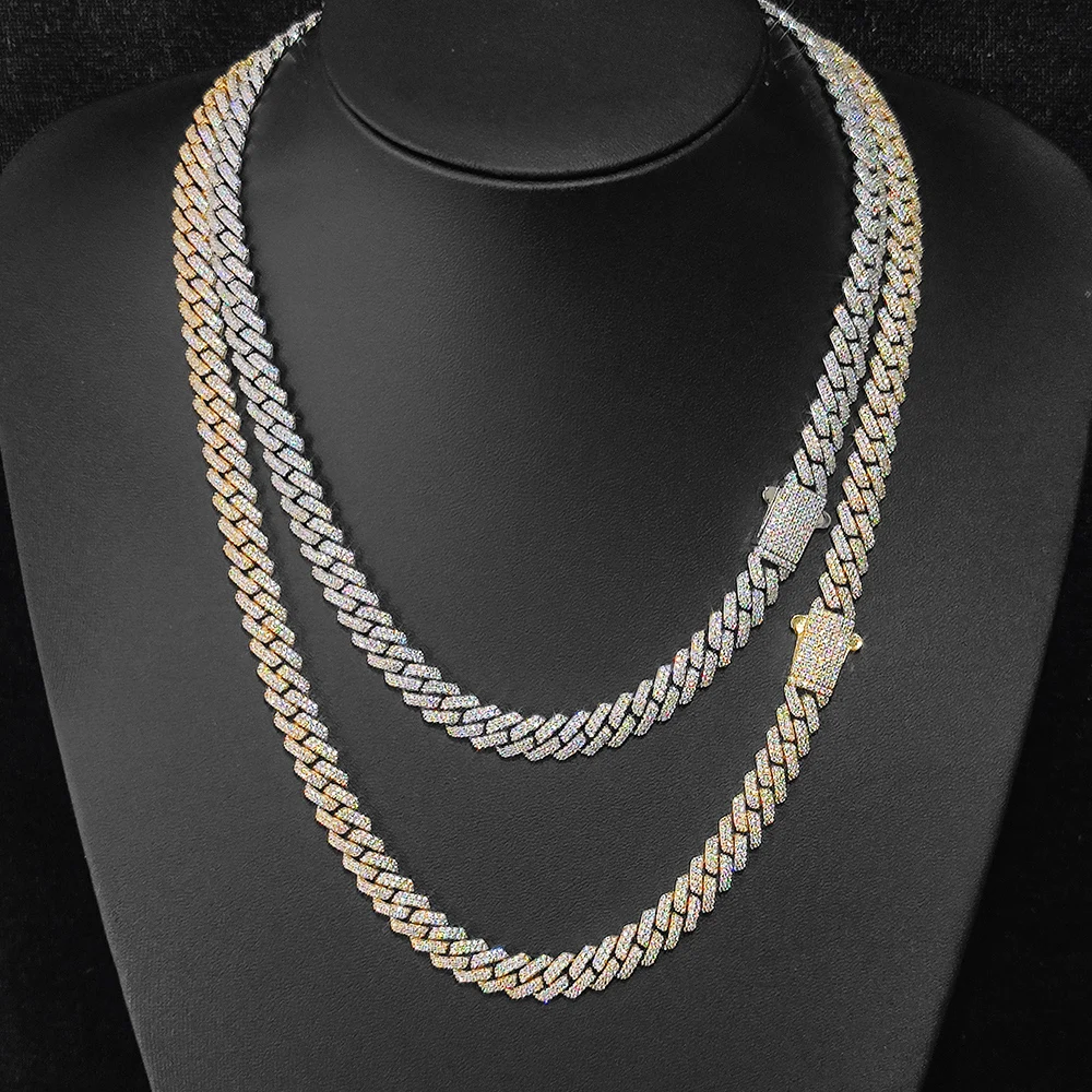 Wholesale 8Mm Hip Hop Jewelry 2 Rows Thin Cuban Link Chains Cubic Zirconia Iced Out Argenteous For Girl Cuban Necklaces Men