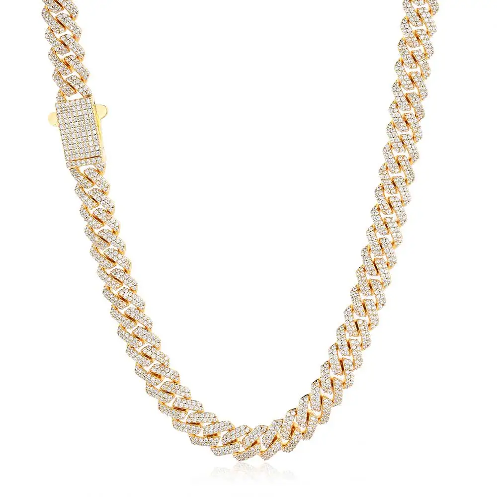 Wholesale 8Mm Hip Hop Jewelry 2 Rows Thin Cuban Link Chains Cubic Zirconia Iced Out Argenteous For Girl Cuban Necklaces Men