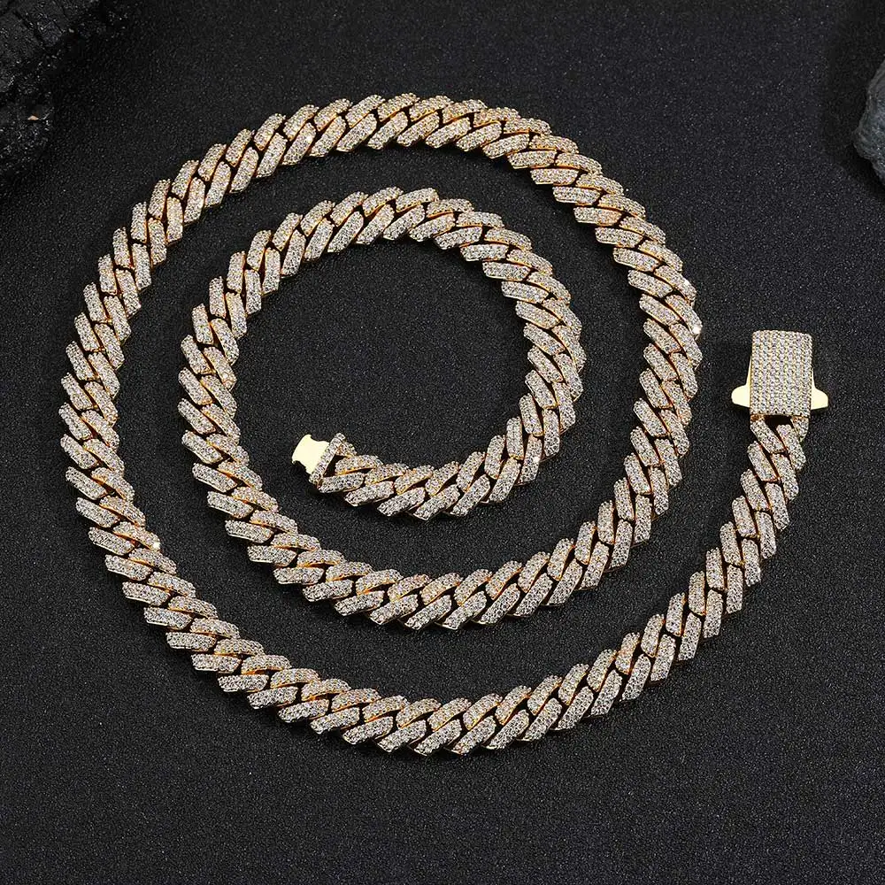 Wholesale 8Mm Hip Hop Jewelry 2 Rows Thin Cuban Link Chains Cubic Zirconia Iced Out Argenteous For Girl Cuban Necklaces Men