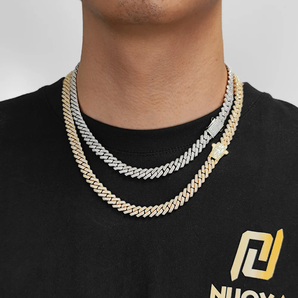 Wholesale 8Mm Hip Hop Jewelry 2 Rows Thin Cuban Link Chains Cubic Zirconia Iced Out Argenteous For Girl Cuban Necklaces Men