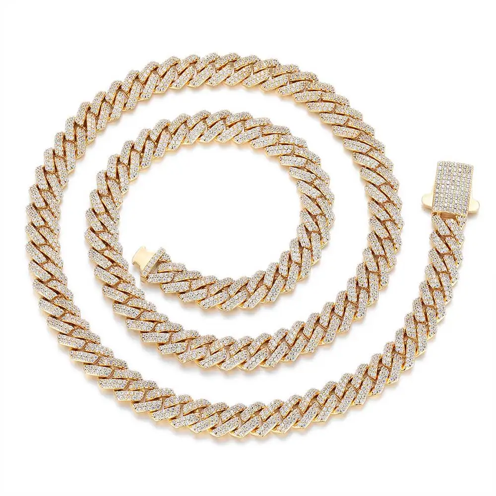 Wholesale 8Mm Hip Hop Jewelry 2 Rows Thin Cuban Link Chains Cubic Zirconia Iced Out Argenteous For Girl Cuban Necklaces Men