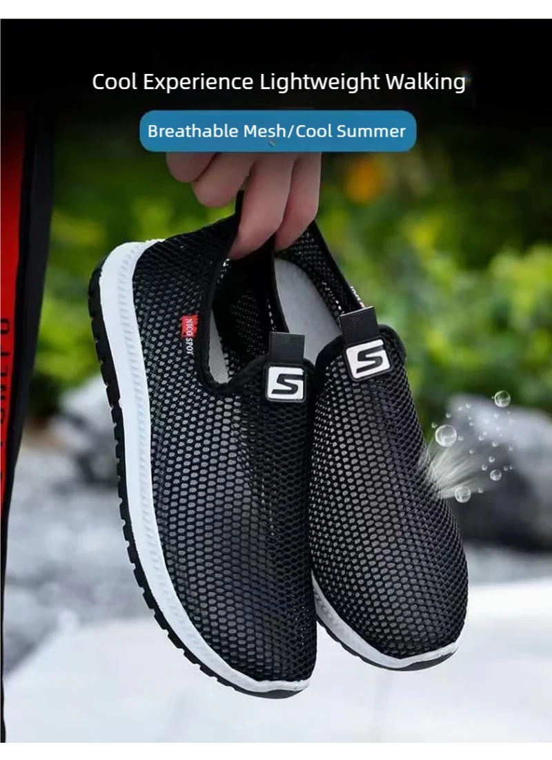 Men's breathable lightweight casual mesh sports shoes summer outdoor soft sole running shoes fashion walking shoes male sneakers