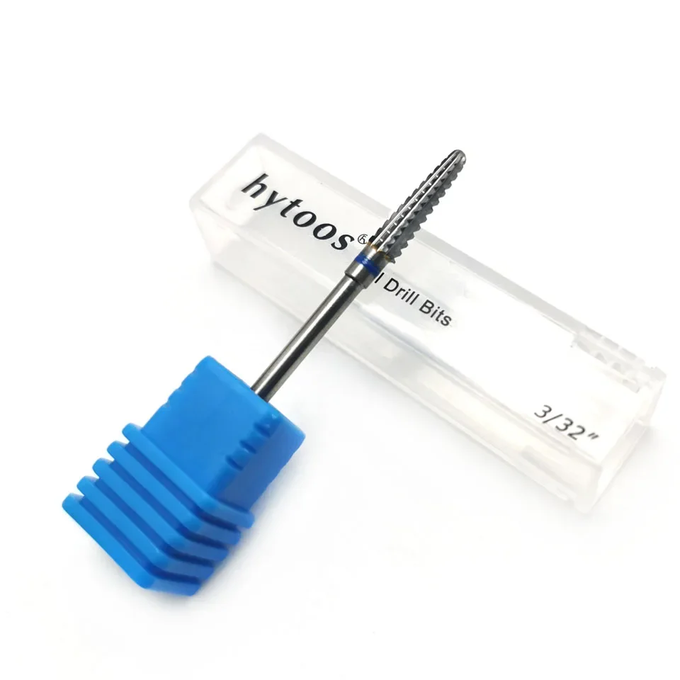 HYTOOS Cone Cuticle Clean Nail Bit 3/32" Carbide Nail Drill Bits Rotary Milling Cutters for Manicure Nails Accessories Tool