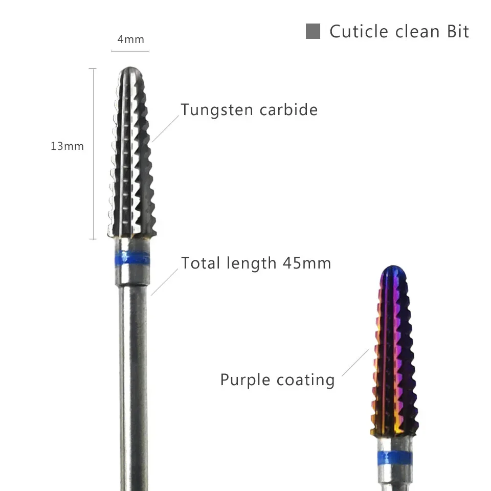 HYTOOS Cone Cuticle Clean Nail Bit 3/32" Carbide Nail Drill Bits Rotary Milling Cutters for Manicure Nails Accessories Tool