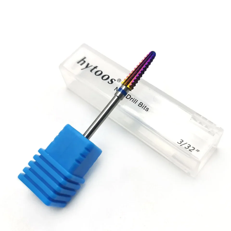 HYTOOS Cone Cuticle Clean Nail Bit 3/32" Carbide Nail Drill Bits Rotary Milling Cutters for Manicure Nails Accessories Tool