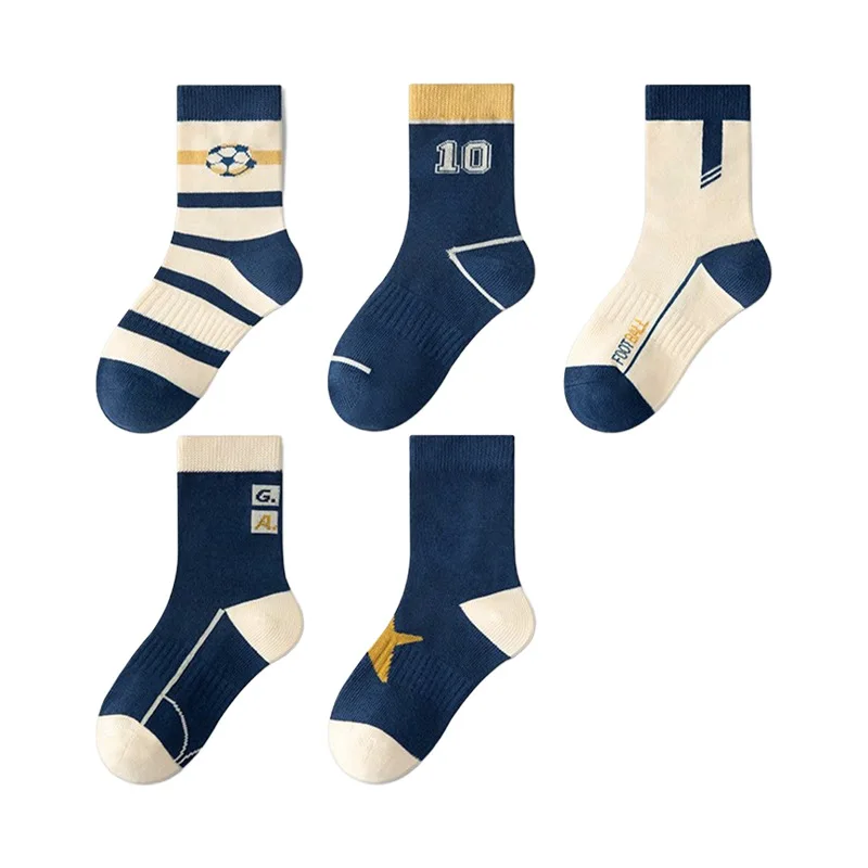 5 Pairs Baby Crew Socks Spring Autumn Cotton Socks Kids Boys Striped Socks Children's Sport Socks