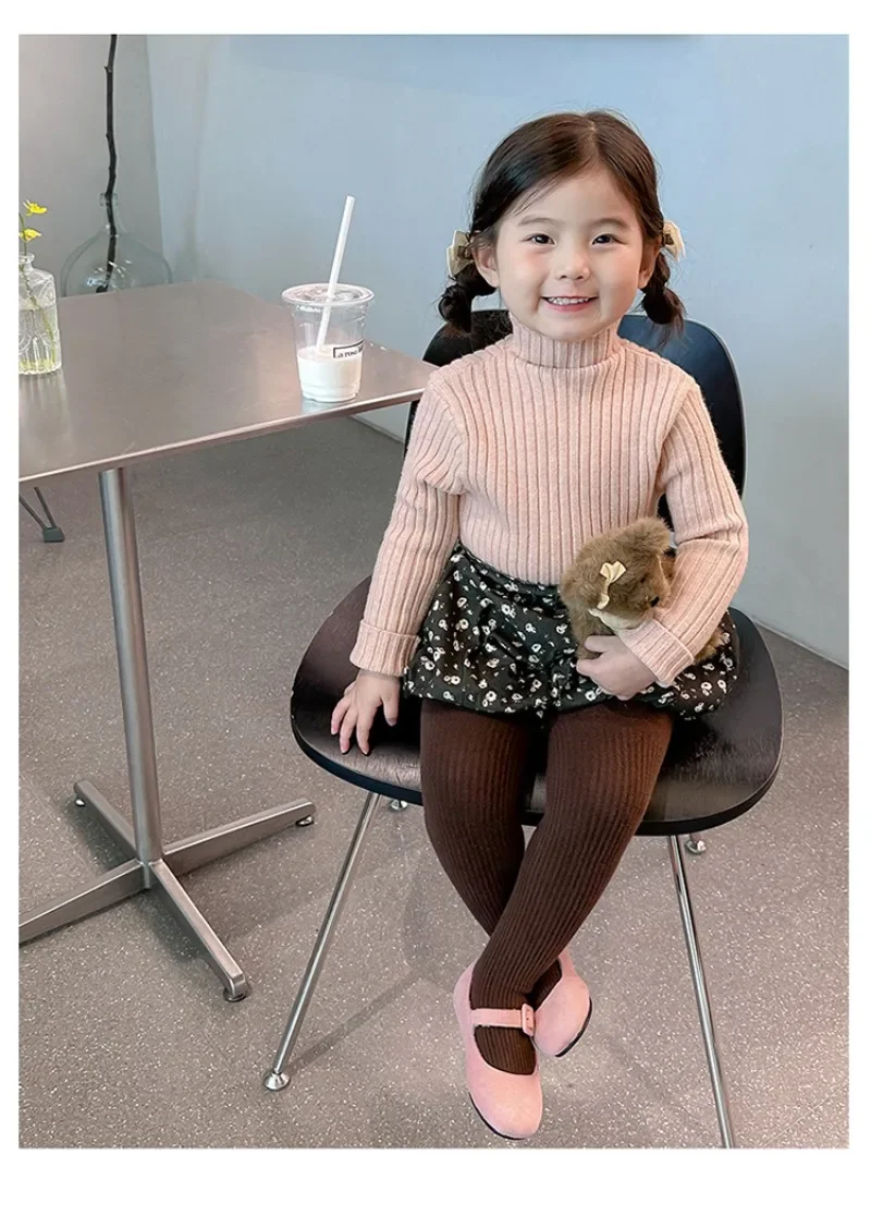 High Neck Baby Sweaters Autumn Winter Kids Boys Girls Long Sleeve Pure Color Knit Sweater Baby Kids Boys Girls Pullover Sweaters