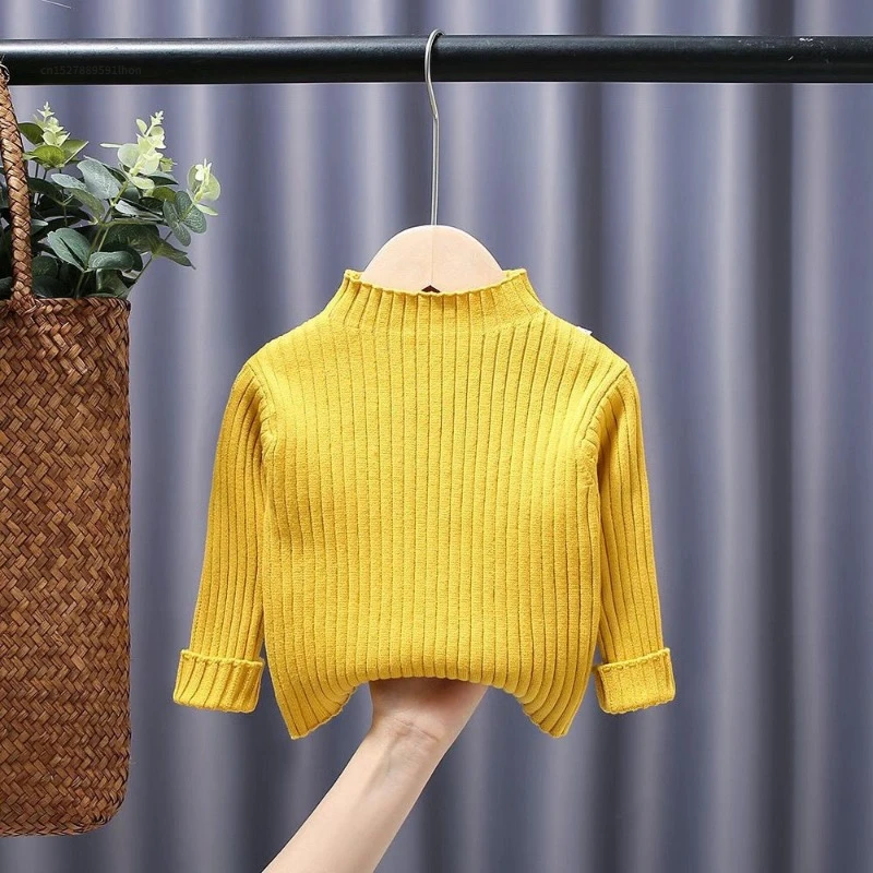 High Neck Baby Sweaters Autumn Winter Kids Boys Girls Long Sleeve Pure Color Knit Sweater Baby Kids Boys Girls Pullover Sweaters