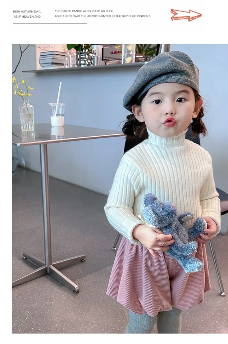 High Neck Baby Sweaters Autumn Winter Kids Boys Girls Long Sleeve Pure Color Knit Sweater Baby Kids Boys Girls Pullover Sweaters