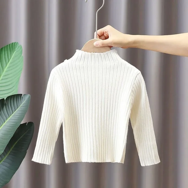 High Neck Baby Sweaters Autumn Winter Kids Boys Girls Long Sleeve Pure Color Knit Sweater Baby Kids Boys Girls Pullover Sweaters