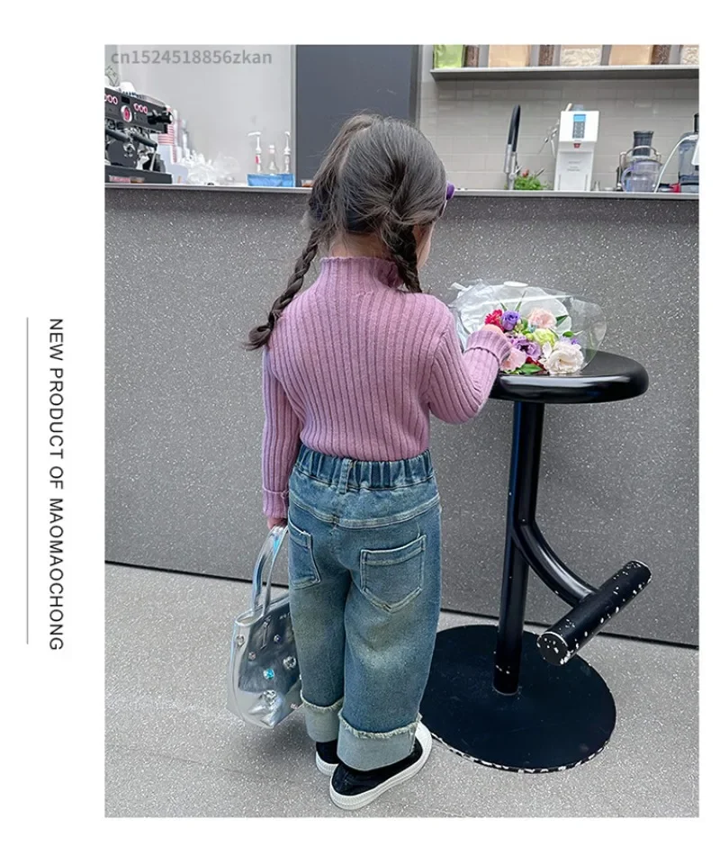 High Neck Baby Sweaters Autumn Winter Kids Boys Girls Long Sleeve Pure Color Knit Sweater Baby Kids Boys Girls Pullover Sweaters