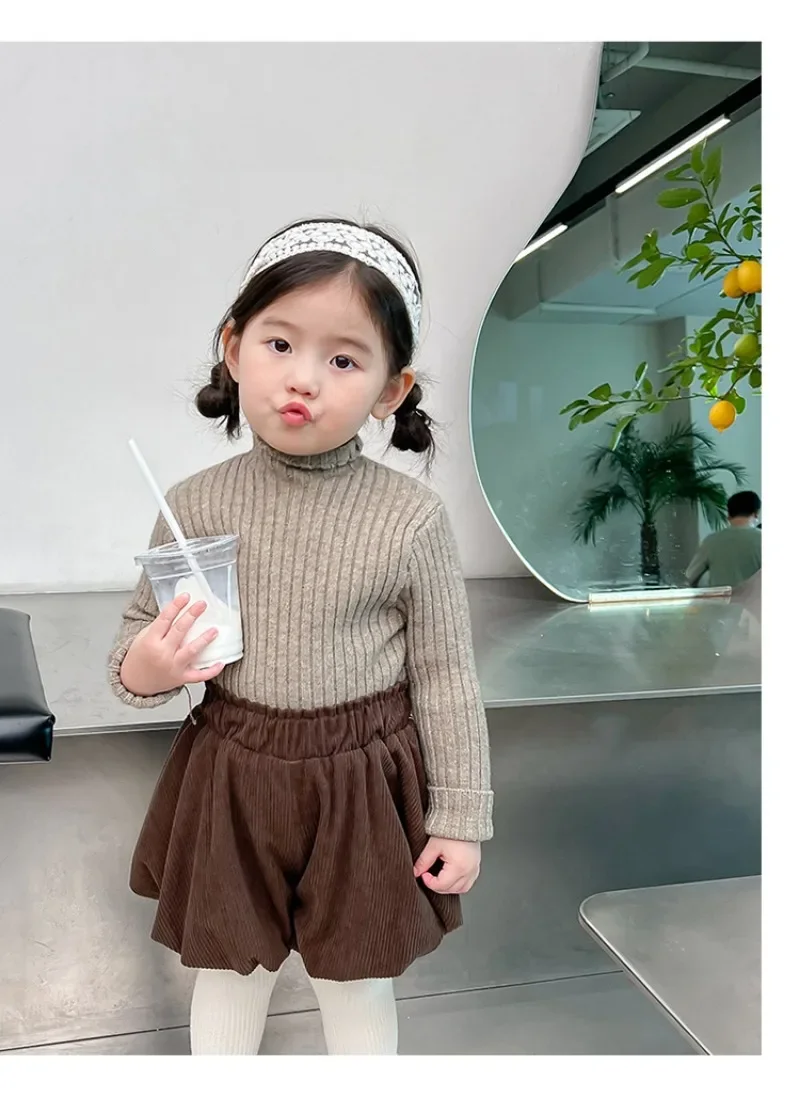 High Neck Baby Sweaters Autumn Winter Kids Boys Girls Long Sleeve Pure Color Knit Sweater Baby Kids Boys Girls Pullover Sweaters