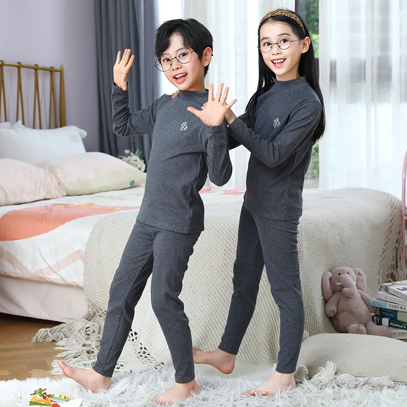 2024 Children's Thermal Underwear Set Autumn Winter Thick Boy Girls Traceless New Baby Autumn Clothes Warm Soft Sleep Wear 3-14Y