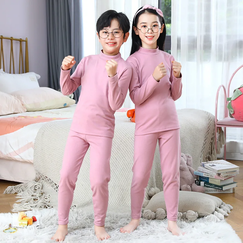 2024 Children's Thermal Underwear Set Autumn Winter Thick Boy Girls Traceless New Baby Autumn Clothes Warm Soft Sleep Wear 3-14Y