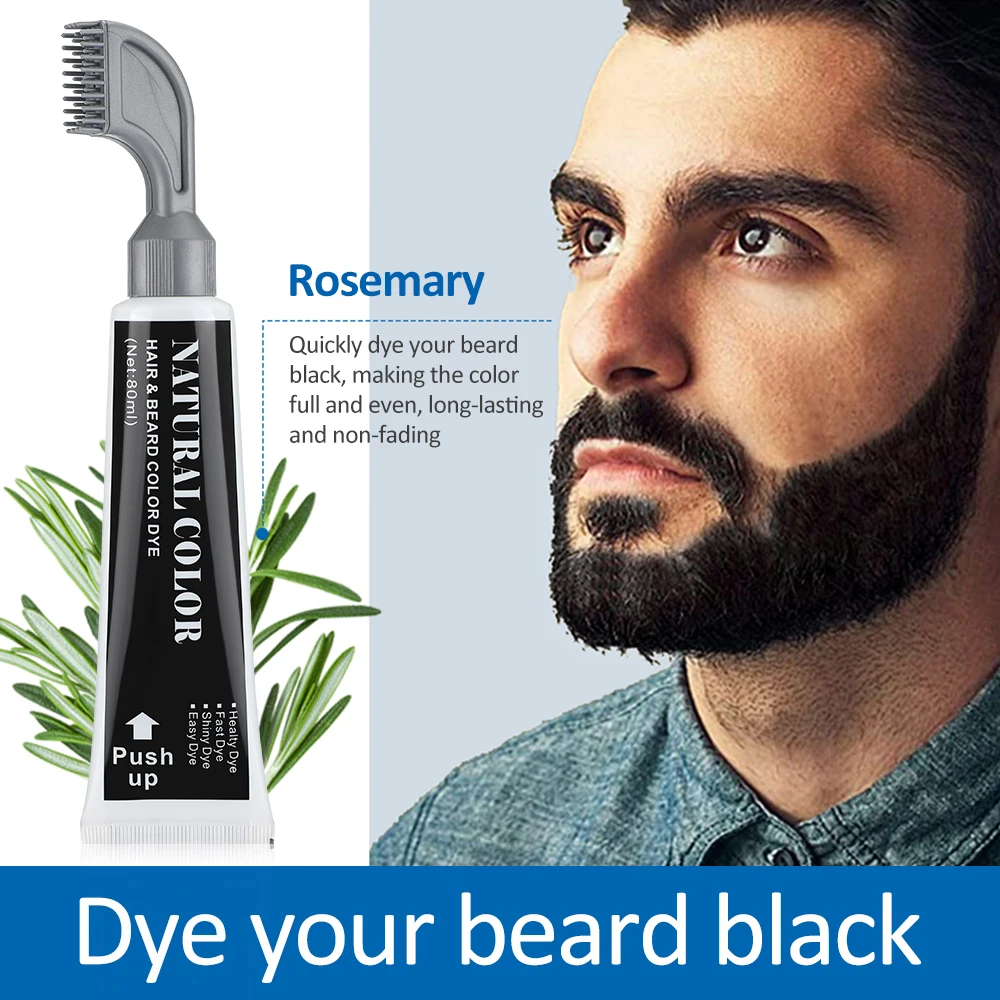 Natural Men's Black Beard Dye Shampoo 5 Minutes Fast Darken Hair Dye Cream Cover White Grey Permanent Beard Care Tint Cream