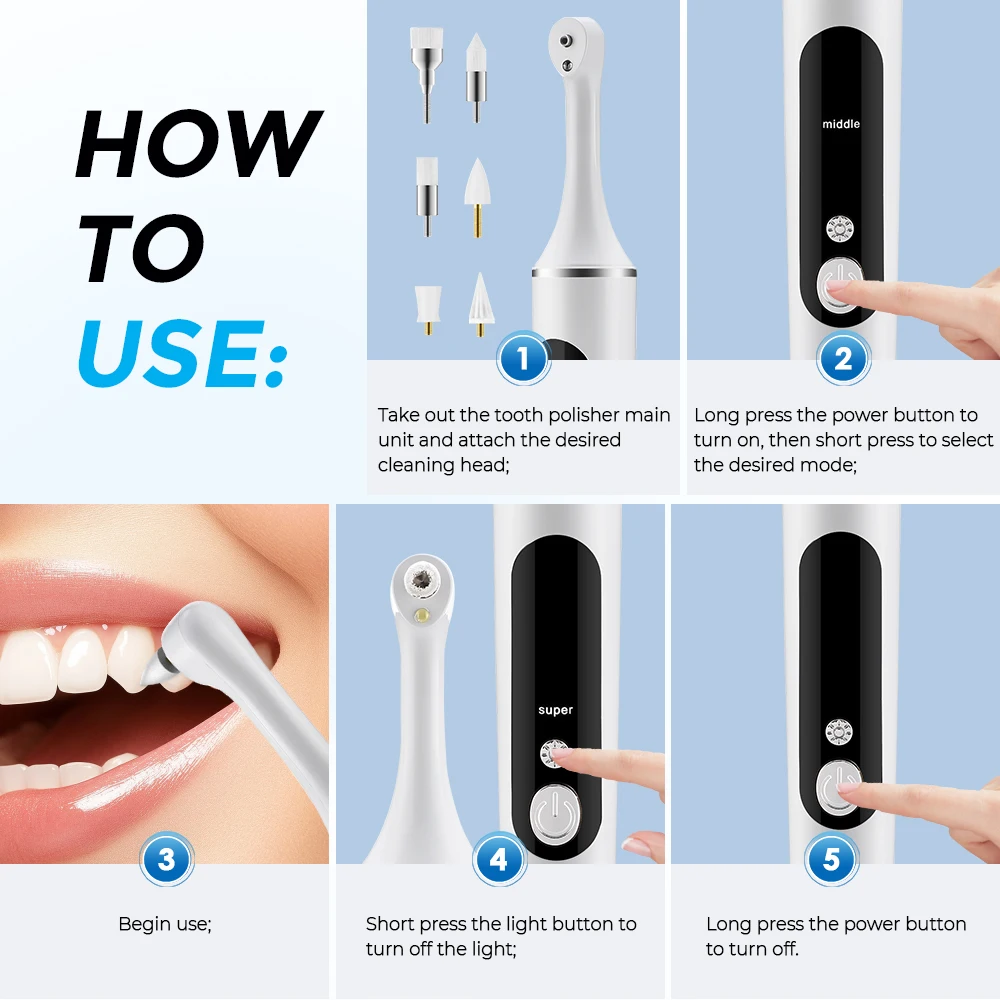 Electric Tooth Polisher 4 Modes Dental Tartar Remover Plaque Stains Cleaning Teeth Whitening Cleaner Tool Calculus Removal