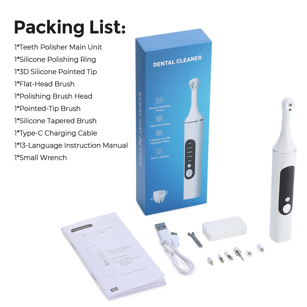 Electric Tooth Polisher 4 Modes Dental Tartar Remover Plaque Stains Cleaning Teeth Whitening Cleaner Tool Calculus Removal