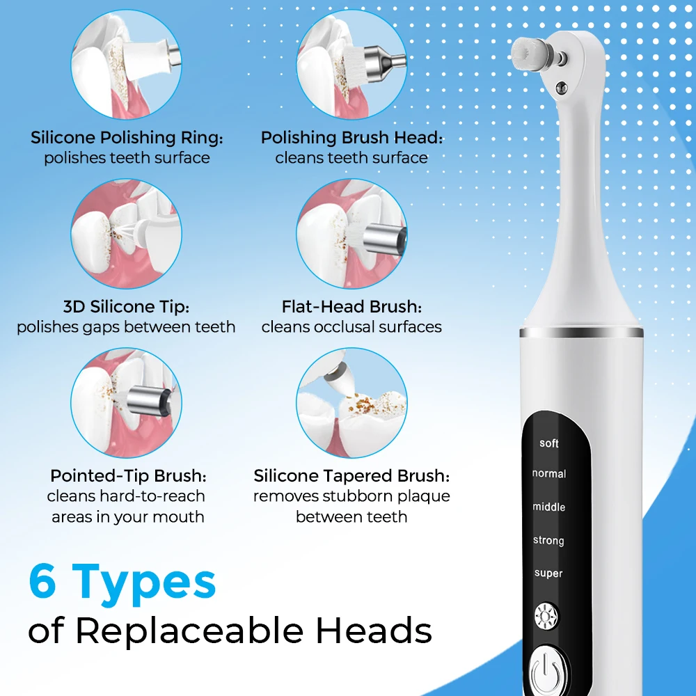 Electric Tooth Polisher 4 Modes Dental Tartar Remover Plaque Stains Cleaning Teeth Whitening Cleaner Tool Calculus Removal