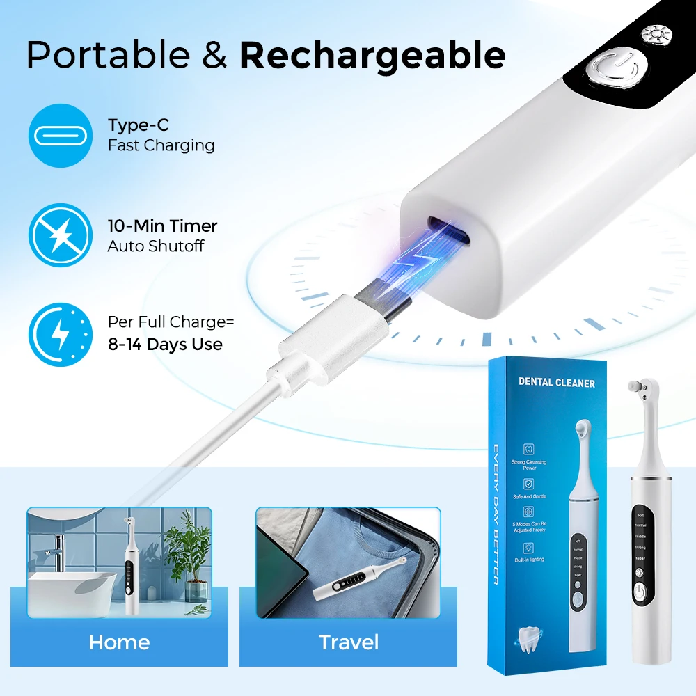 Electric Tooth Polisher 4 Modes Dental Tartar Remover Plaque Stains Cleaning Teeth Whitening Cleaner Tool Calculus Removal